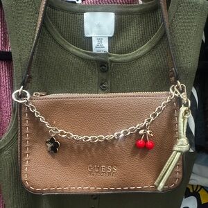 Guess Tan Leather Shoulder Bag